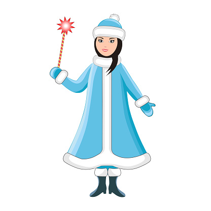 Vector illustration of snow maiden, fairy, princess. Isolated on a white background.