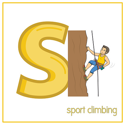 Vector illustration of Sport Climbing with alphabet letter S Lower case  for children learning practice ABC