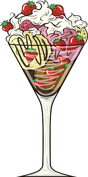 ilustrações de stock, clip art, desenhos animados e ícones de ilustração vetorial de gelado de morango - strawberry ice cream
