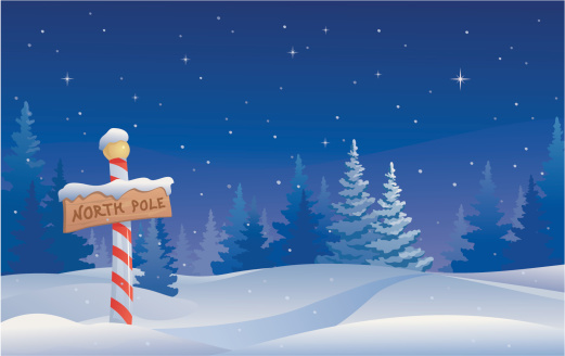 Vector illustration of the North Pole in Christmas decor