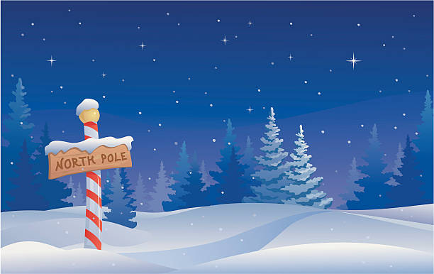 Vector illustration of the North Pole in Christmas decor vector art illustration