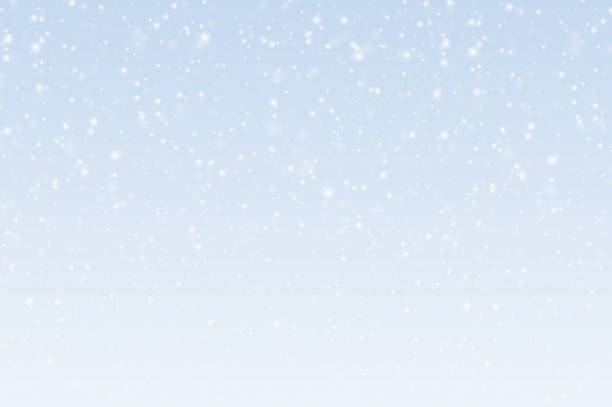 ilustraciones, imágenes clip art, dibujos animados e iconos de stock de ilustración de vector de transparentes caen copos de nieve en nieve en un cielo azul y gris. conveniente para saludos de navidad o año nuevo. - blizzard