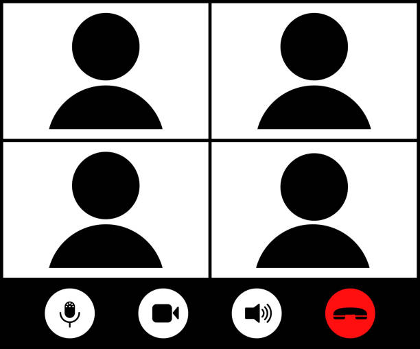 video konferansı veya çevrimiçi toplantı ekranının vektör çizimi - video call stock illustrations