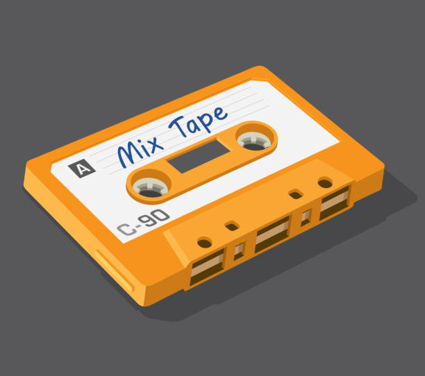 Vector Illustration of vintage cassette tape used to make mix tape. vector art illustration