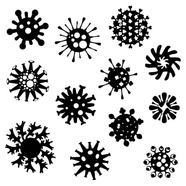 vektor-illustration von viren - coronavirus mutation stock-grafiken, -clipart, -cartoons und -symbole