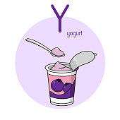 Vector illustration of Yogurt with alphabet letter Y Upper case or capital letter for children learning practice ABC