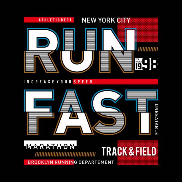 векторная иллюстрация на тему марафона и бега в нью-йорке, бруклине. спортивная типография, графика футболки, плакат, печать, бег, баннер, фл� - brooklyn marathon stock illustrations