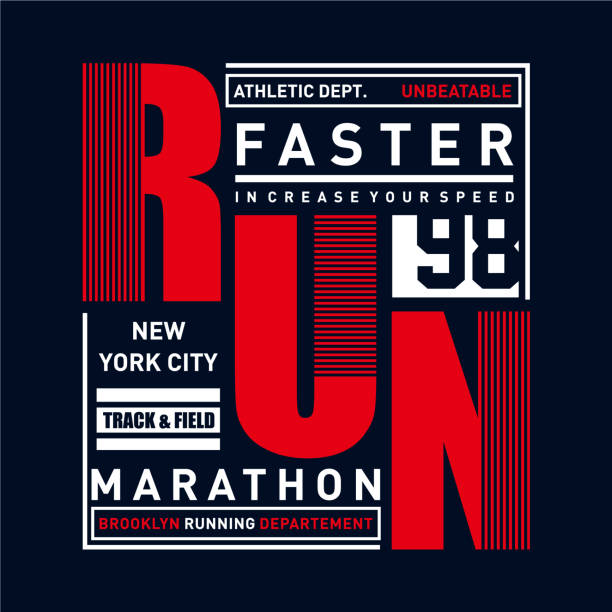 브루클린 뉴욕시에서 마라톤과 달리기를 테마로 한 벡터 일러스트레이션. 스포츠 타이포그래피, 티셔츠 그래픽 - brooklyn marathon stock illustrations