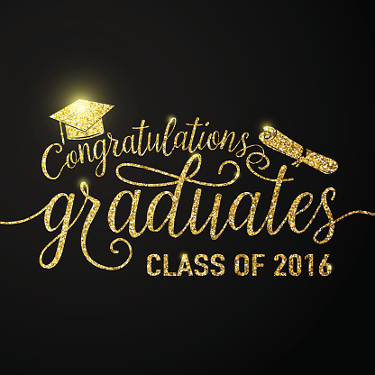 Vector illustration on black graduations background congratulations graduates 2016 class