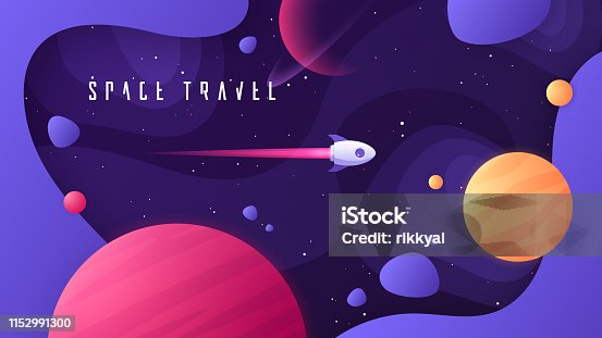 istock Vector illustration on the topic of outer space, interstellar travels, universe and distant galaxies 1152991300