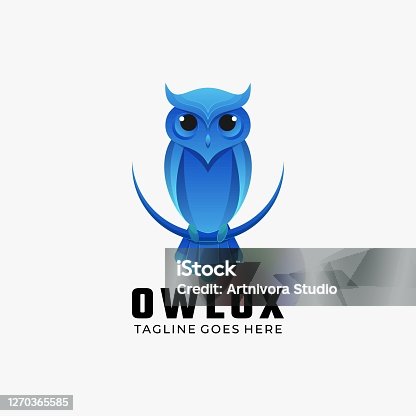 istock Vector Illustration Owl Ox Gradient Colorful Style. 1270365585