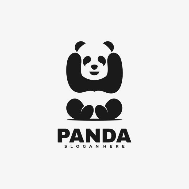 illustrations, cliparts, dessins animés et icônes de vector illustration panda espace négatif style. - panda