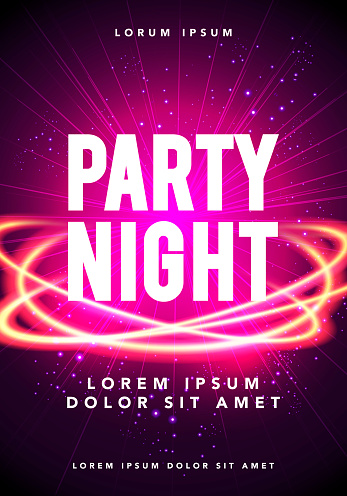 Vector Illustration party night dance music poster template. Electro style concert disco club festival event flyer invitation
