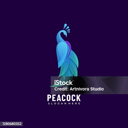 istock Vector Illustration Peacock Gradient Colorful Style. 1280680352