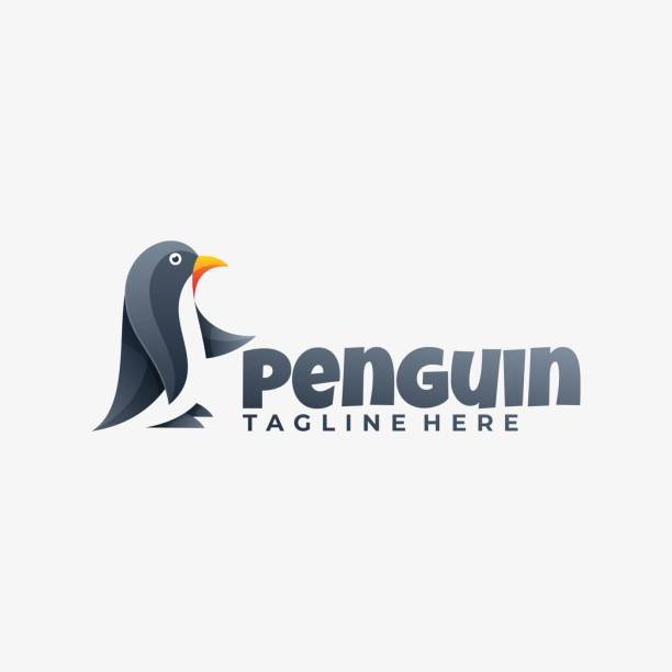 stockillustraties, clipart, cartoons en iconen met vector illustratie pinguïn gradiënt kleurrijke stijl. - ice swimming