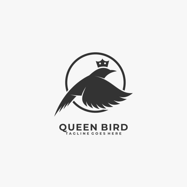 stockillustraties, clipart, cartoons en iconen met vector illustratie queen bird silhouette stijl. - lichaamsdeel van dieren