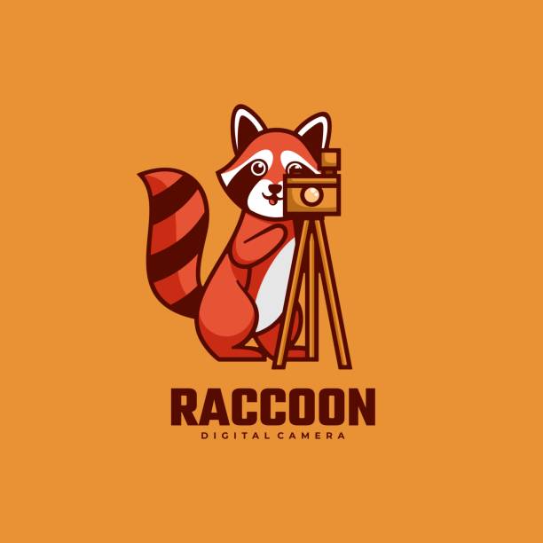 wektor ilustracja raccoon prosty styl maskotki. - animal photography stock illustrations