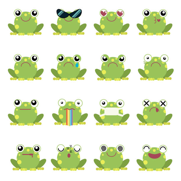 Vector illustration set of frog emoticons Vector illustration set of frog emoticons cute frog stock illustrations