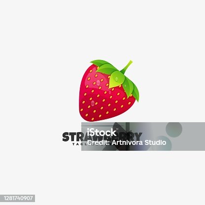 istock Vector Illustration Strawberry Gradient Colorful Style. 1281740907