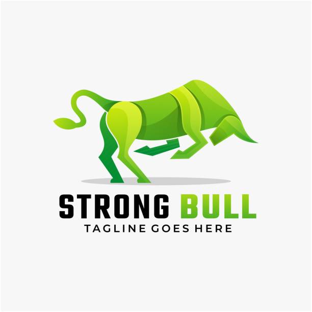 Vector Illustration Strong Bull Gradient Colorful Style.  bull animal stock illustrations