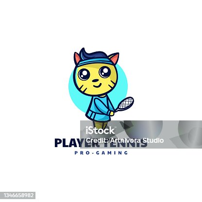 istock Vector Illustration Tennis Cat Mascot Cartoon Style. 1346658982