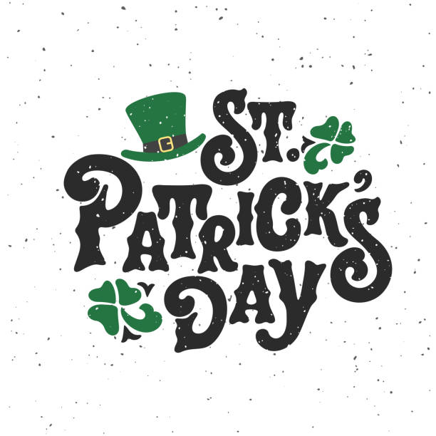 Vector illustration. St. Patrick's Day handwritten lettering with shamrock leaves. St. Patrick's Day typography vector design for greeting cards and poster. Design template celebration. Vector illustration. st patricks day stock illustrations