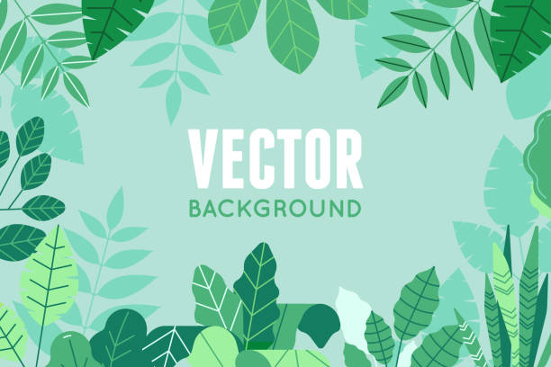 Vector illustration Vector illustration in trendy flat and linear style - background with copy space for text - green plants and leaves gardening backgrounds stock illustrations