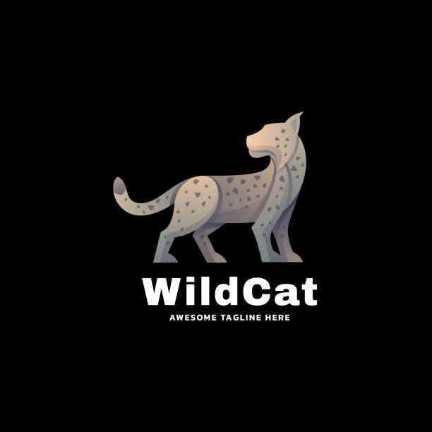 stockillustraties, clipart, cartoons en iconen met vector illustratie wilde kat gradiënt kleurrijke stijl. - euraziatische lynx