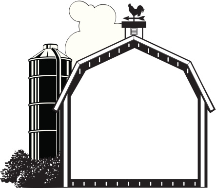 Vector image of a barn mortice in black and white