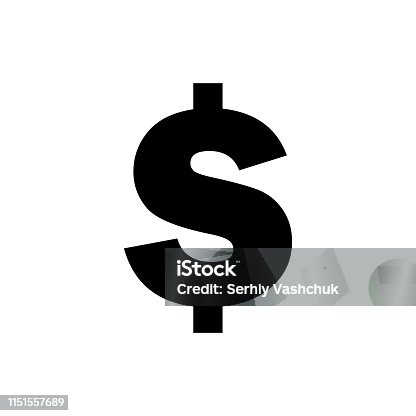istock Vector image of a flat, isolated icon dollar sign. Currency exchange dollar. United States dollar sign 1151557689