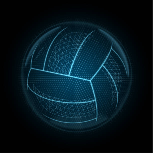 光るライン、ポイント、ポリゴンで作られたバレーボール ボールのベクトル画像 - バレーボール点のイラスト素材／クリップアート素材／マンガ素材／アイコン素材