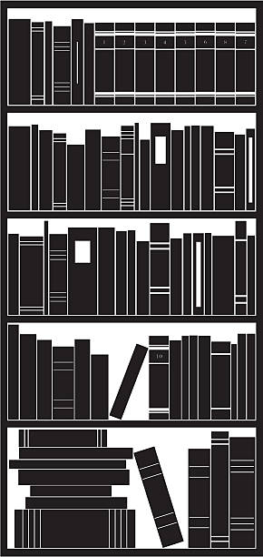 Vector Image Of Black Books In A Five Level Bookshelf Stock