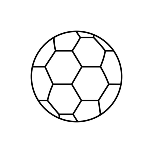 隔離的線性足球圖示的向量圖像。設計一個扁平的足球球圖示 - 手球 幅插畫檔、美工圖案、卡通及圖標