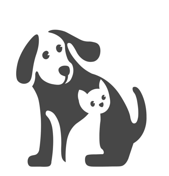 illustrazioni stock, clip art, cartoni animati e icone di tendenza di immagine vettoriale del logo pet su bianco - dog and cat