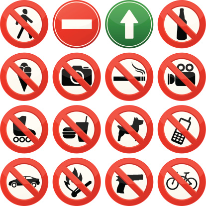 Vector image of signs with prohibited activities
