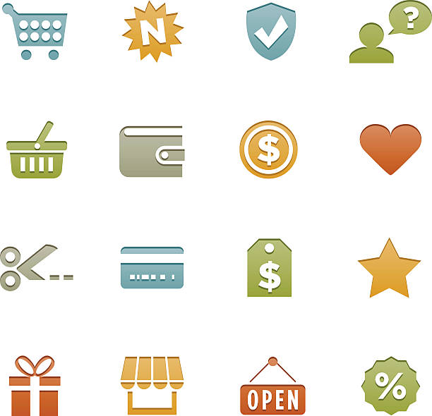 Vector images of shopping icons vector art illustration