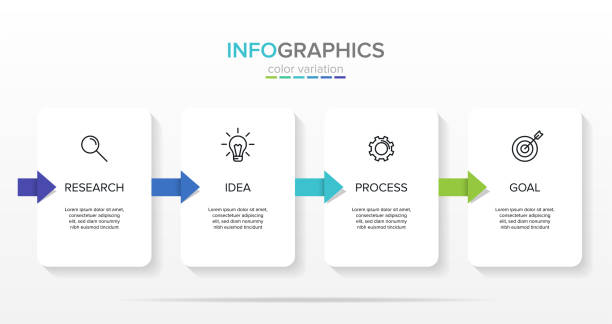 Vector infographic label template with icons. 4 options or steps. Infographics for business concept. Can be used for info graphics, flow charts, presentations, web sites, banners, printed materials.  four objects stock illustrations