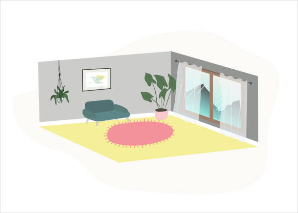ilustrações de stock, clip art, desenhos animados e ícones de vector interior new home design cozy hugge scandinavian room - window, inside apartment, new york