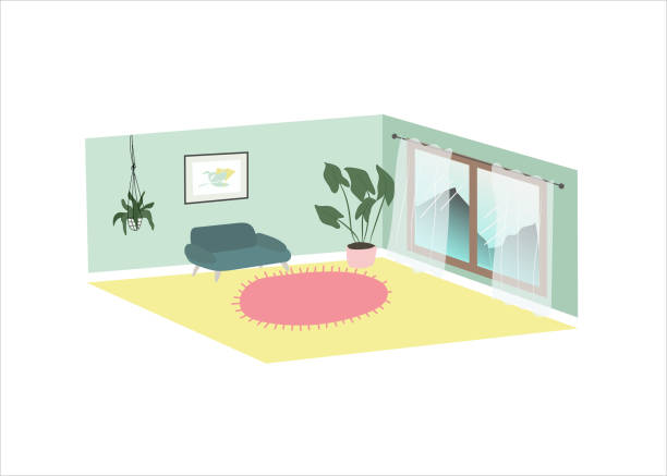 ilustrações de stock, clip art, desenhos animados e ícones de vector interior new home design cozy room - window, inside apartment, new york