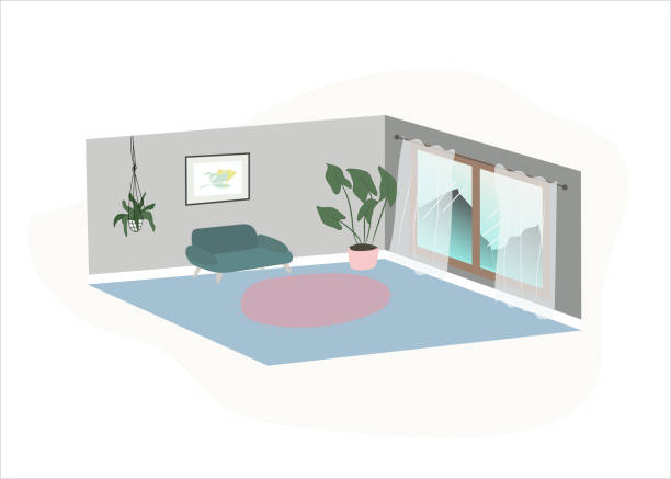 ilustrações de stock, clip art, desenhos animados e ícones de vector interior new scandinavian home design cozy room - window, inside apartment, new york