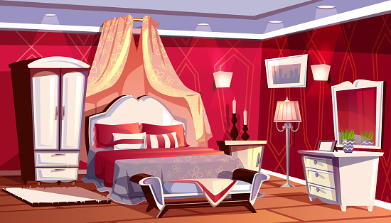ベクトル豊かなベッドルーム豪華な部屋のインテリア ベッドのベクターアート素材や画像を多数ご用意 Istock