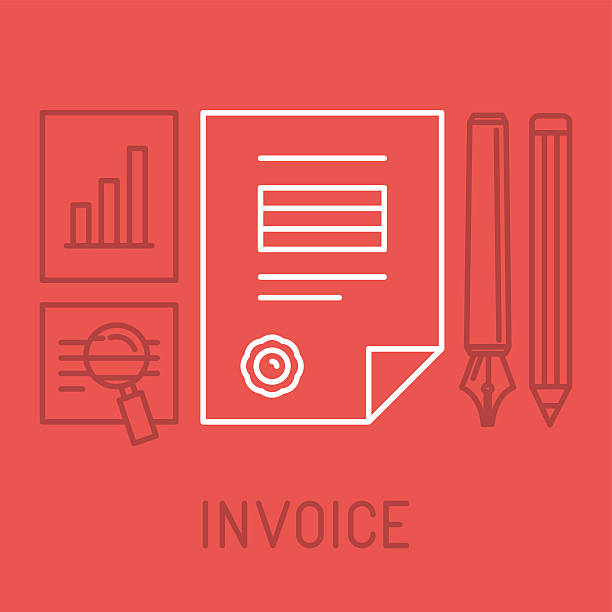 Vector invoice concept in outline style Vector invoice concept in outline style - bill icon with stamp paid paid stamp stock illustrations