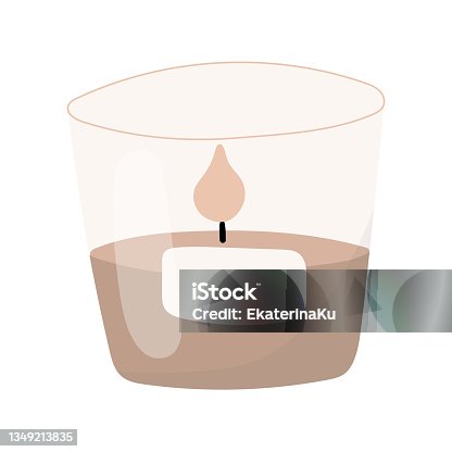 istock Vector isolated doodle illustration of wax candle in glass beaker with sticker. 1349213835