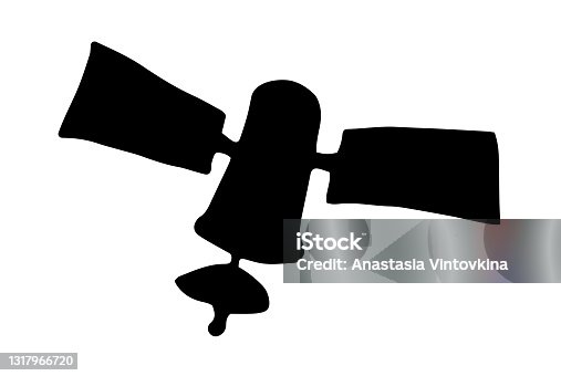istock vector isolated element NASA space satellite with antenna drawn in doodle style with a white line on a black background share of the design template 1317966720