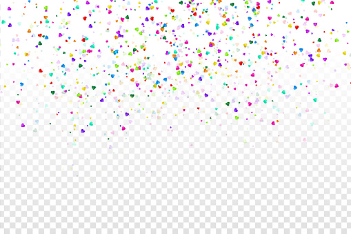 Vector Isolated Heart Colorful Confetti On The Transparent Background