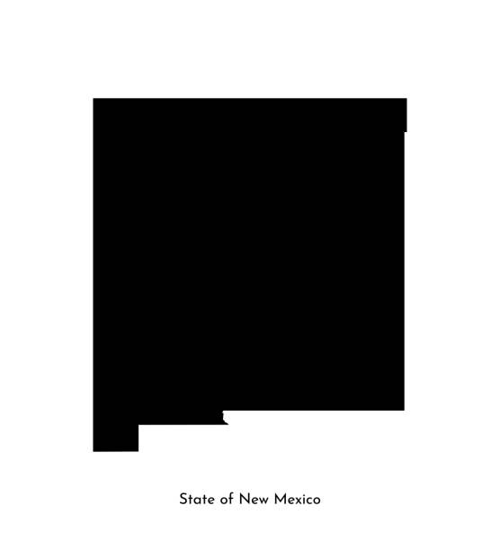Vector isolated simplified illustration icon with black map's silhouette of State of New Mexico (USA). White background Vector isolated simplified illustration icon with black map's silhouette of State of New Mexico (USA). White background new mexico stock illustrations