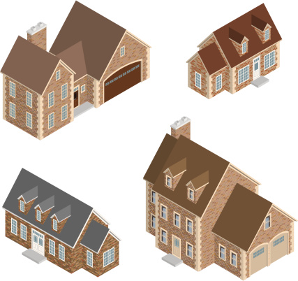 Vector Isometric Brick Houses