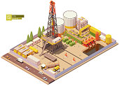 istock Vector isometric oil and gas land drilling rig 1297221562