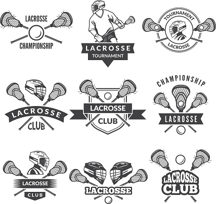 Vector Labels For Lacrosse Team In Sport College Stock