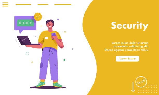 Vector landing page of Internet Security concept vector art illustration